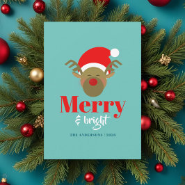 Cartes Pour Fêtes Annuelles Joyeux et brillant renne visage Noël