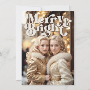Cartes Pour Fêtes Annuelles Joyeux et brillant Retro Photo Noël