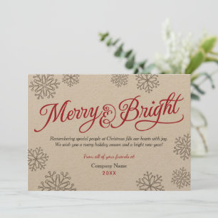Cartes Pour Fêtes Annuelles Joyeux et brillant Rustique Kraft Red Script Busin