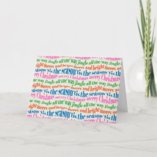 Cartes Pour Fêtes Annuelles Joyeux et brillant script de Noël coloré