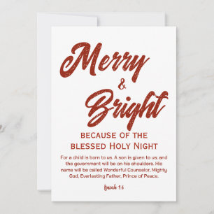 Cartes Pour Fêtes Annuelles Joyeux et brillant script rouge de Noël