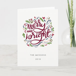 Cartes Pour Fêtes Annuelles Joyeux et brillant script sur Noël blanc