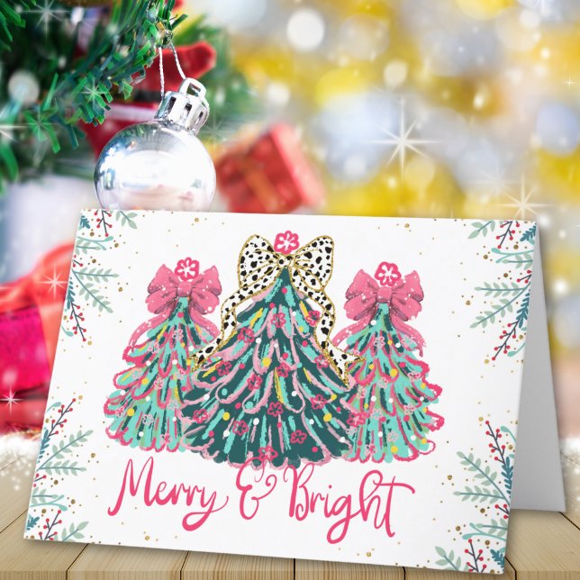 Cartes Pour Fêtes Annuelles Joyeux et brillants arbres de Noël modernes (Créateur téléchargé)