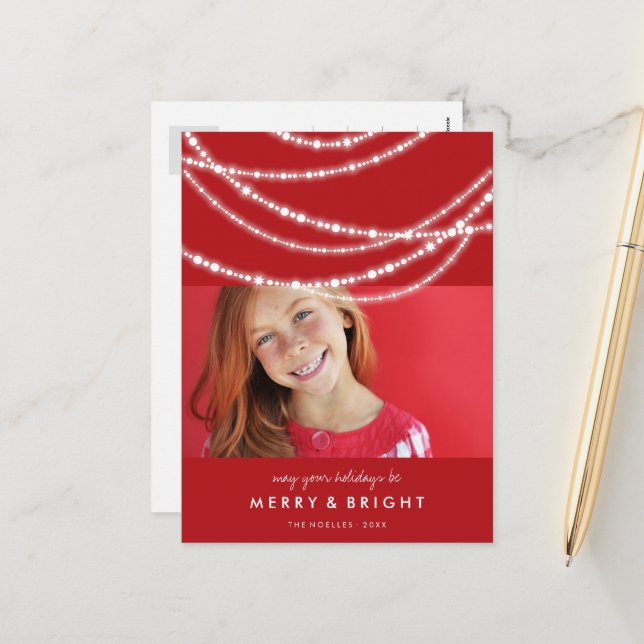 Cartes Pour Fêtes Annuelles Joyeux et brillants étincelles Chic rouge photo de (Devant/Arrière en situation)