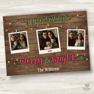 Cartes Pour Fêtes Annuelles Joyeux et brillants lumières de Noël Photo Polaroi