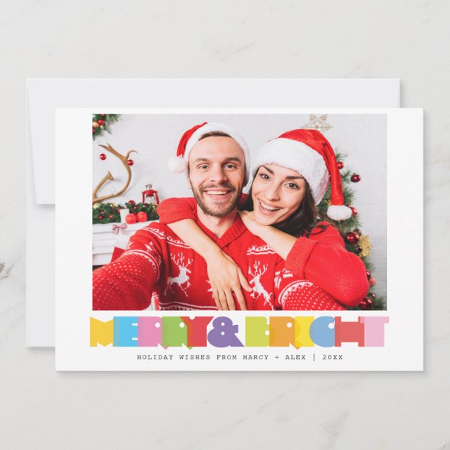 Cartes Pour Fêtes Annuelles Joyeux et brillants mariés moderne Noël photo (Devant)
