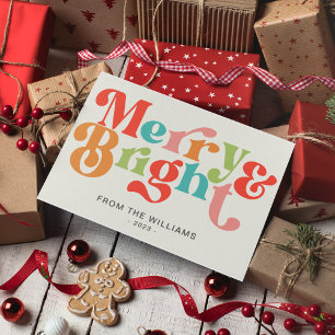 Cartes Pour Fêtes Annuelles Joyeux Et Clair Vibes Rétro Colorées Noël