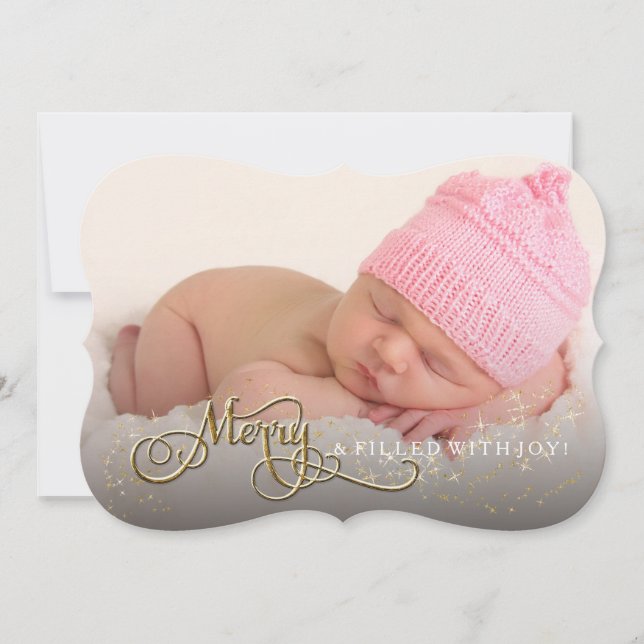 Cartes Pour Fêtes Annuelles Joyeux et joyeux bébé Parties scintillant étoile P (Devant)