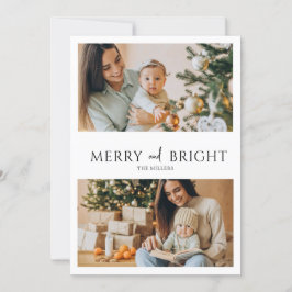 Cartes Pour Fêtes Annuelles Joyeux Et Lumineux | 2 Photo Holiday Card