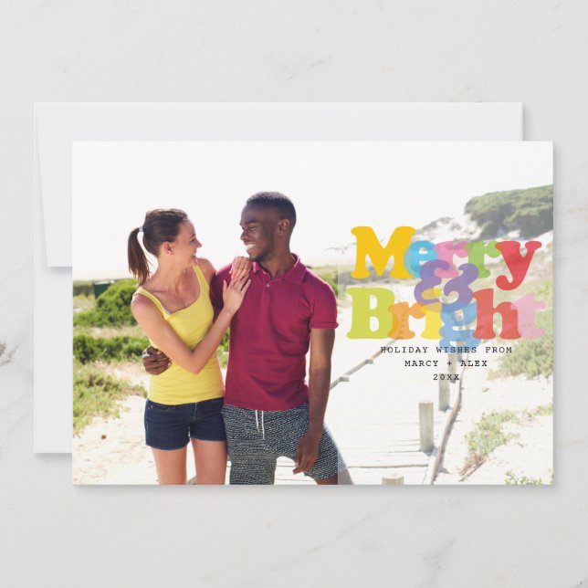 Cartes Pour Fêtes Annuelles Joyeux Et Lumineux Couples Modernes Photo (Devant)