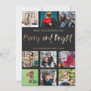 Cartes Pour Fêtes Annuelles Joyeux et lumineux Faux Gold 9 Photo Noël