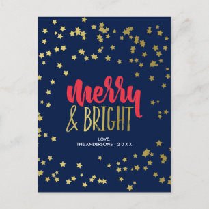 Cartes Pour Fêtes Annuelles Joyeux et lumineux   Faux Gold Stars