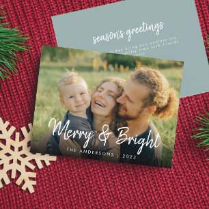Cartes Pour Fêtes Annuelles Joyeux et lumineux Joyeuse photo de Noël familia