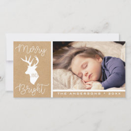 Cartes Pour Fêtes Annuelles Joyeux et lumineux | Kraft Deer | Noël rustique