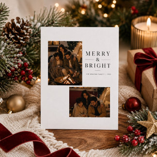 Cartes Pour Fêtes Annuelles Joyeux et Lumineux Multi Photo Noël