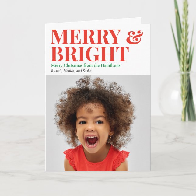 Cartes Pour Fêtes Annuelles Joyeux et lumineux Noël (Devant)