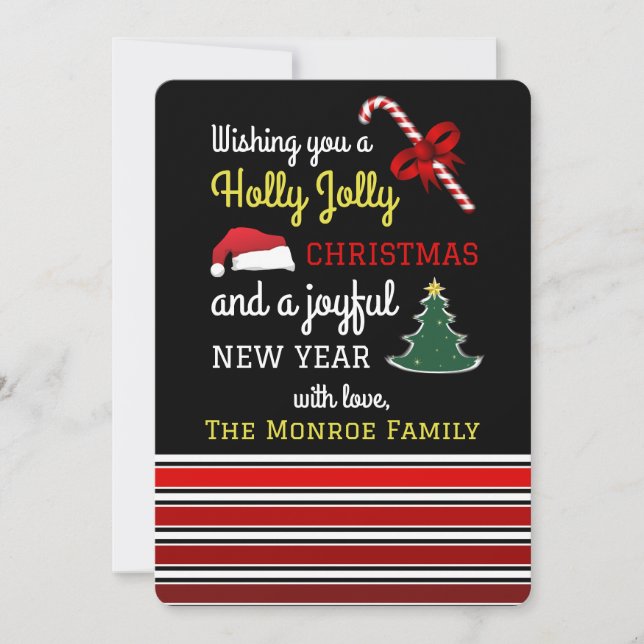 Cartes Pour Fêtes Annuelles Joyeux et lumineux, Noël (Devant)