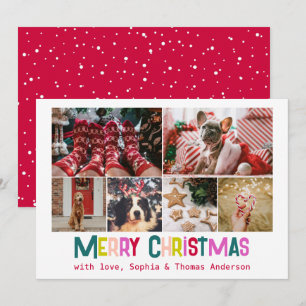 Cartes Pour Fêtes Annuelles Joyeux et lumineux Noël 6 Photo personnalisée