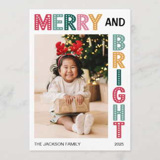 Cartes Pour Fêtes Annuelles Joyeux et lumineux Noël en typographie grasse
