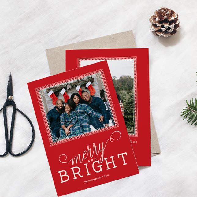 Cartes Pour Fêtes Annuelles Joyeux et lumineux Noël Fête 2 Photo (Créateur téléchargé)