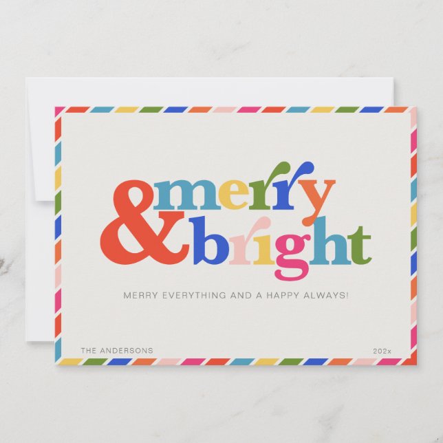 Cartes Pour Fêtes Annuelles Joyeux et lumineux Noël minimal moderne (Devant)