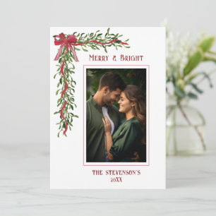 Cartes Pour Fêtes Annuelles Joyeux et lumineux Noël photo gui rouge