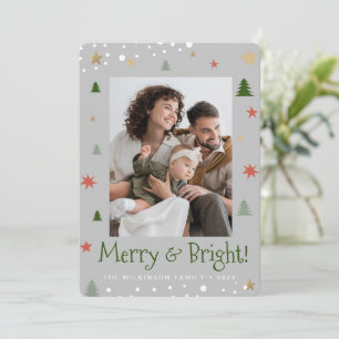 Cartes Pour Fêtes Annuelles Joyeux et lumineux Noël Photo personnalisée