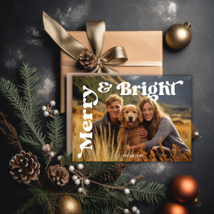 Cartes Pour Fêtes Annuelles Joyeux Et Lumineux Noël Retro Typographie