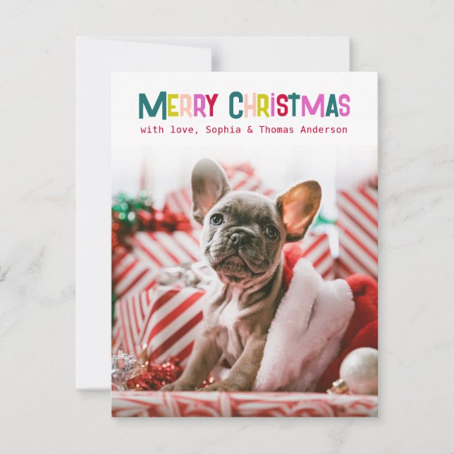 Cartes Pour Fêtes Annuelles Joyeux et lumineux Photo de Noël (Devant)