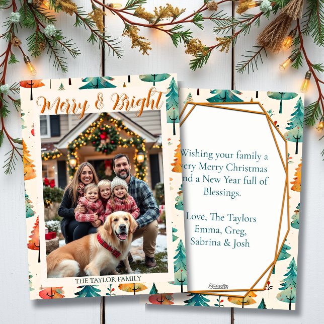 Cartes Pour Fêtes Annuelles Joyeux et lumineux | Photo famille Noël (Créateur téléchargé)