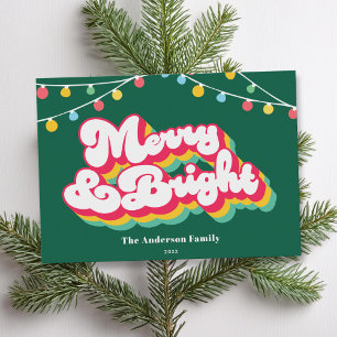 Cartes Pour Fêtes Annuelles Joyeux et lumineux rétro non photo Noël