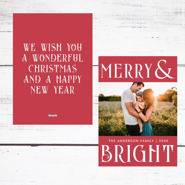 Cartes Pour Fêtes Annuelles Joyeux et lumineux Retro Photo Noël (Créateur téléchargé)