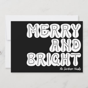 Cartes Pour Fêtes Annuelles Joyeux et lumineux Retro tendance noir