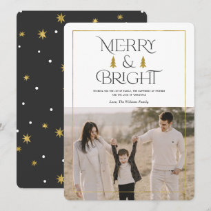 Cartes Pour Fêtes Annuelles Joyeux et lumineux, simple photo de Noël moderne
