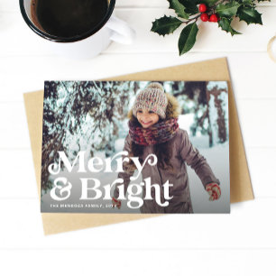 Cartes Pour Fêtes Annuelles Joyeux et lumineux simple photo rétro amusante de