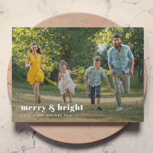 Cartes Pour Fêtes Annuelles Joyeux et lumineux   Style Famille Photo Noël