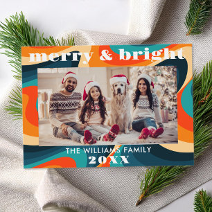 Cartes Pour Fêtes Annuelles Joyeux et lumineux Super Retro Photo