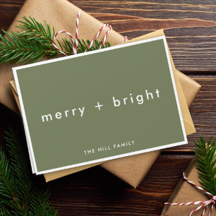 Cartes Pour Fêtes Annuelles Joyeux et lumineux   Tendance Moss Green Christmas