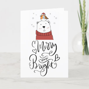 Cartes Pour Fêtes Annuelles Joyeux Et Lumineux Vacances Whimsical Ours Polaire