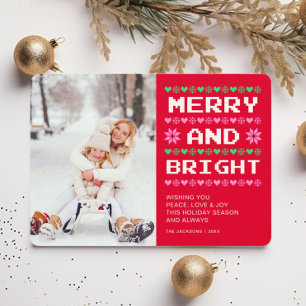 Cartes Pour Fêtes Annuelles Joyeux et lumineux Vilaine photo de Noël
