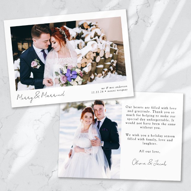 Cartes Pour Fêtes Annuelles Joyeux et marié 2 photo Mariage de calligraphie (Créateur téléchargé)