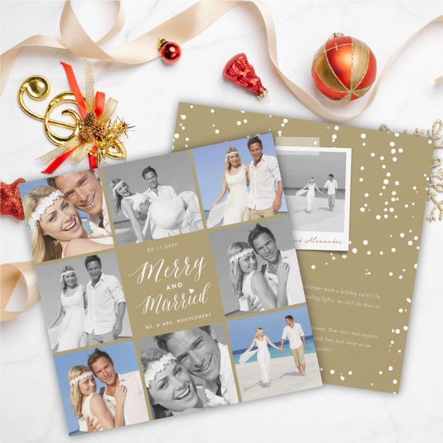 Cartes Pour Fêtes Annuelles Joyeux Et Marié 8 Photo Collage Mariage Moderne (Créateur téléchargé)