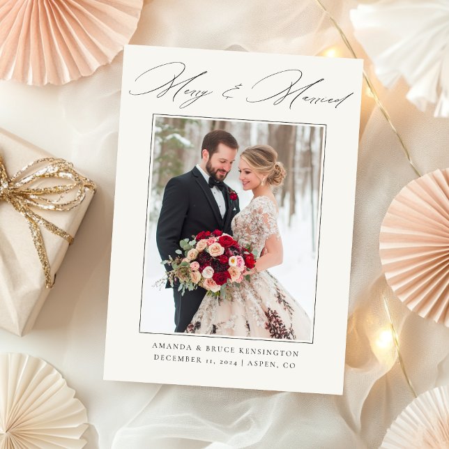 Cartes Pour Fêtes Annuelles Joyeux et marié Élégant Mariage photo (Créateur téléchargé)