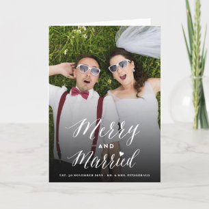 Cartes Pour Fêtes Annuelles Joyeux Et Marié Mariage De Script Photo À La Mode