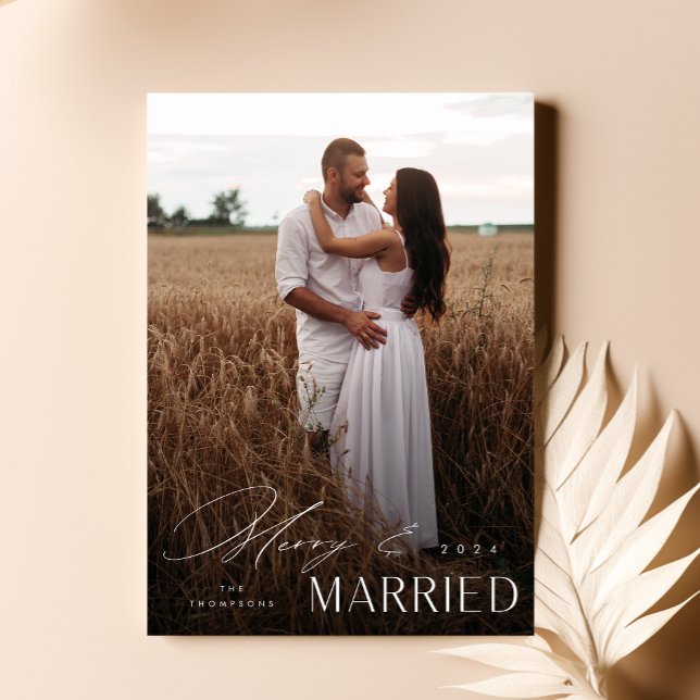 Cartes Pour Fêtes Annuelles Joyeux Et Marié Nouveau Mariage Superposition Phot (Créateur téléchargé)