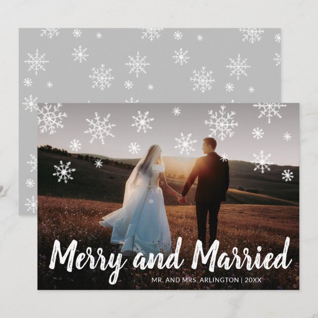 Cartes Pour Fêtes Annuelles Joyeux et marié photo Noël Newylé (Devant / Derrière)