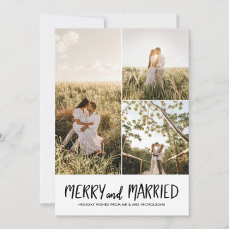 Cartes Pour Fêtes Annuelles Joyeux Et Marié | Première photo Collage en couple