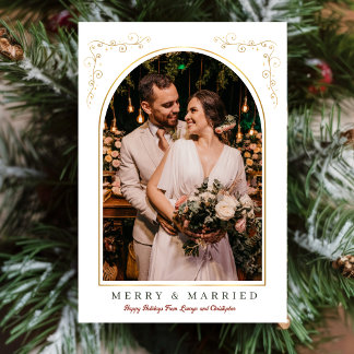 Cartes Pour Fêtes Annuelles Joyeux Et Mariés Élégant Arche Photo Noël