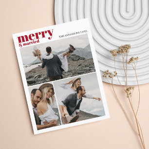 Cartes Pour Fêtes Annuelles Joyeux et mariés Noël Nouveaux mariés Photo Collag