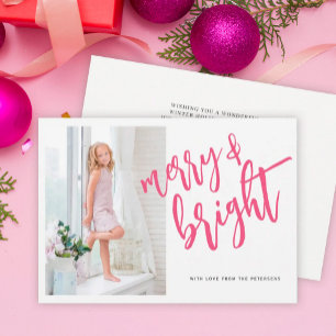 Cartes Pour Fêtes Annuelles Joyeux et rose vif photo de Noël